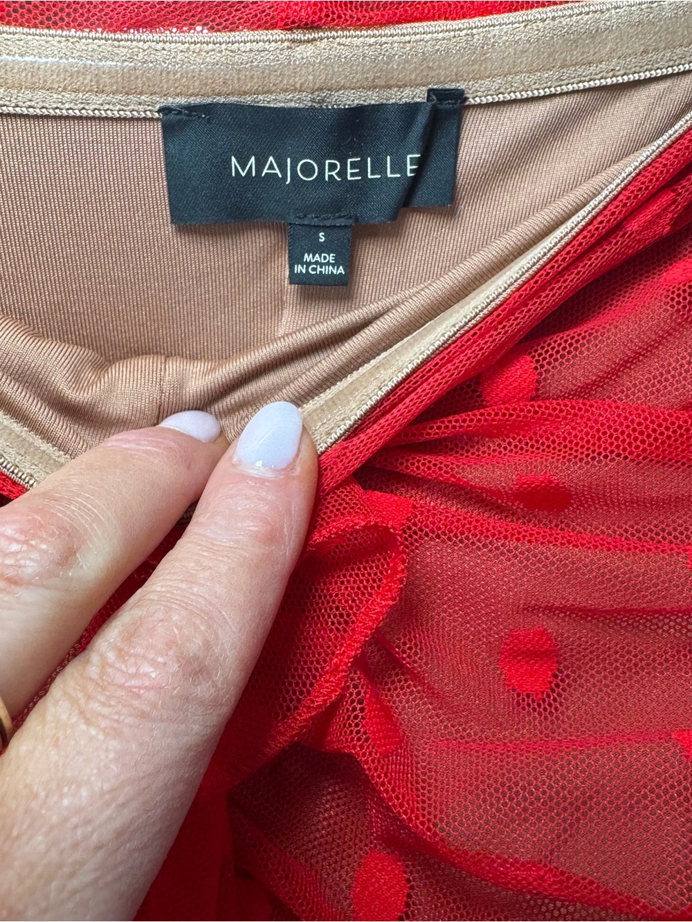 💃💃💃MAJORELLE Brady Strapless Dress Red Polka Dot Mesh Sheer Ruffles from REVOLVE - Picture 9 of 14